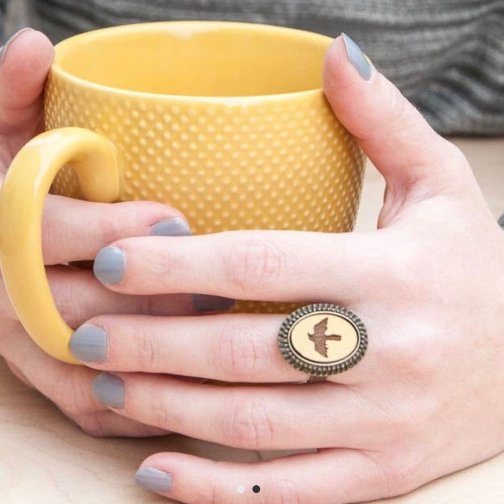 3 pack Handmade Crow Cameo Ring